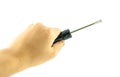 Hand holding black used screwdriver Royalty Free Stock Photo