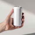 Hand Holding Blank Aluminum Can Royalty Free Stock Photo