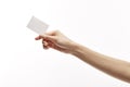 Hand holding blank business card Royalty Free Stock Photo