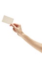 Hand holding blank business card Royalty Free Stock Photo