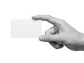 Hand holding blank business card isolated on white background Royalty Free Stock Photo