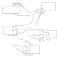 Hand holding blank business card vector set Royalty Free Stock Photo