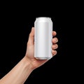 Hand Holding a Blank Can in a Bright Setting Ready for Custom Labeling Royalty Free Stock Photo