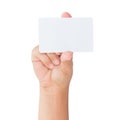 Hand holding blank card isolated clipping path Royalty Free Stock Photo