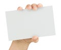 Hand Holding Blank Card Isolated