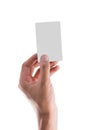 The hand holding a blank card isolated on white background,Clipping path Included Royalty Free Stock Photo