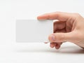 Hand holding blank card isolated on white background Royalty Free Stock Photo