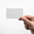 Hand holding blank card isolated on white background Royalty Free Stock Photo