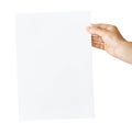 Hand holding blank paper isolated Royalty Free Stock Photo