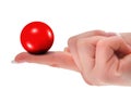 Hand holding blank red 3D ball Royalty Free Stock Photo