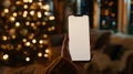 The smartphone with festive lights.AI generated image Royalty Free Stock Photo