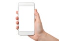 A hand holding a blank smartphone displaying an empty screen Royalty Free Stock Photo