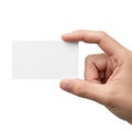 A hand holding a blank transparent card against a white background Royalty Free Stock Photo