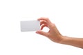 Hand holding blank visiting card