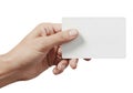 Hand holding a blank white card for identification or access Royalty Free Stock Photo