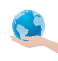 Hand Holding Blue Globe Icon, Save Earth Concept Royalty Free Stock Photo