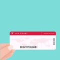 Hand holding boarding pass ticket. airline boarding tickets. travel and business trips concept. Vector flat cartoon illustration Royalty Free Stock Photo