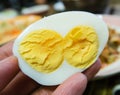 hand holding boiled egg l with soft focus Royalty Free Stock Photo