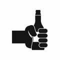 Hand holding bottle of beer icon, simple style Royalty Free Stock Photo