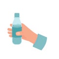 Hand holding bottle of still water isolated on white background. Fresh clean drink in plastic container. Aqua healthy cold Royalty Free Stock Photo
