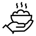 a hand holding a bowl of warm rice icon template design