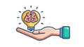 Hand Holding Brain Light Bulb, Intellectual Insight, vector design Generative AI Royalty Free Stock Photo
