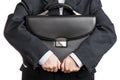 Hand holding briefcase Royalty Free Stock Photo