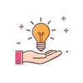 Hand Holding Bright Lightbulb Idea Icon Innovation Concept Royalty Free Stock Photo