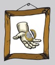 Hand holding broken euro coin in picture frame Royalty Free Stock Photo