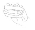 Hand holding burger outline illustration