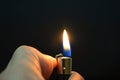 Hand holding a burning lighter