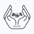 Hand holding business.logo design,safety care concept. Royalty Free Stock Photo