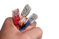 Hand holding cables Royalty Free Stock Photo