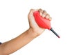 hand holding camera air blower Royalty Free Stock Photo