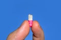 Hand holding capsule pill Royalty Free Stock Photo