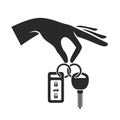 Hand Holding the Car Key Icon. Vector Royalty Free Stock Photo