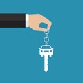 The hand holding the car key. Vector illustration Royalty Free Stock Photo