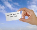 Card with words `make money online`