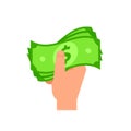 Hand holding cash money icon Royalty Free Stock Photo