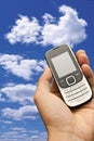 Hand holding a cell phone Royalty Free Stock Photo