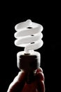 Hand holding cfl light-bulb lamp Royalty Free Stock Photo