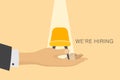 hand holding a chair. we are hiring concept ,job, staff, team, employee, offer, recruitment, hiring, candidate Royalty Free Stock Photo