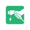 Hand holding charger connector icon, Electric car charging plug sign Royalty Free Stock Photo