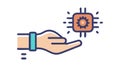 Hand Holding Chip Semiconductor Technology Icon, vector design Generative AI Royalty Free Stock Photo