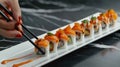The Salmon Sushi Roll. AI generated Royalty Free Stock Photo