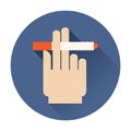 Hand holding a cigarette icon Royalty Free Stock Photo