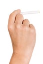 Hand, holding a cigarette on white background, Royalty Free Stock Photo
