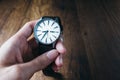 Hand Holding Classic Vintage watch Royalty Free Stock Photo