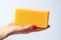Hand holding a cleaning sponge. Generative AI
