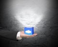 Hand holding cloud computing app block Royalty Free Stock Photo